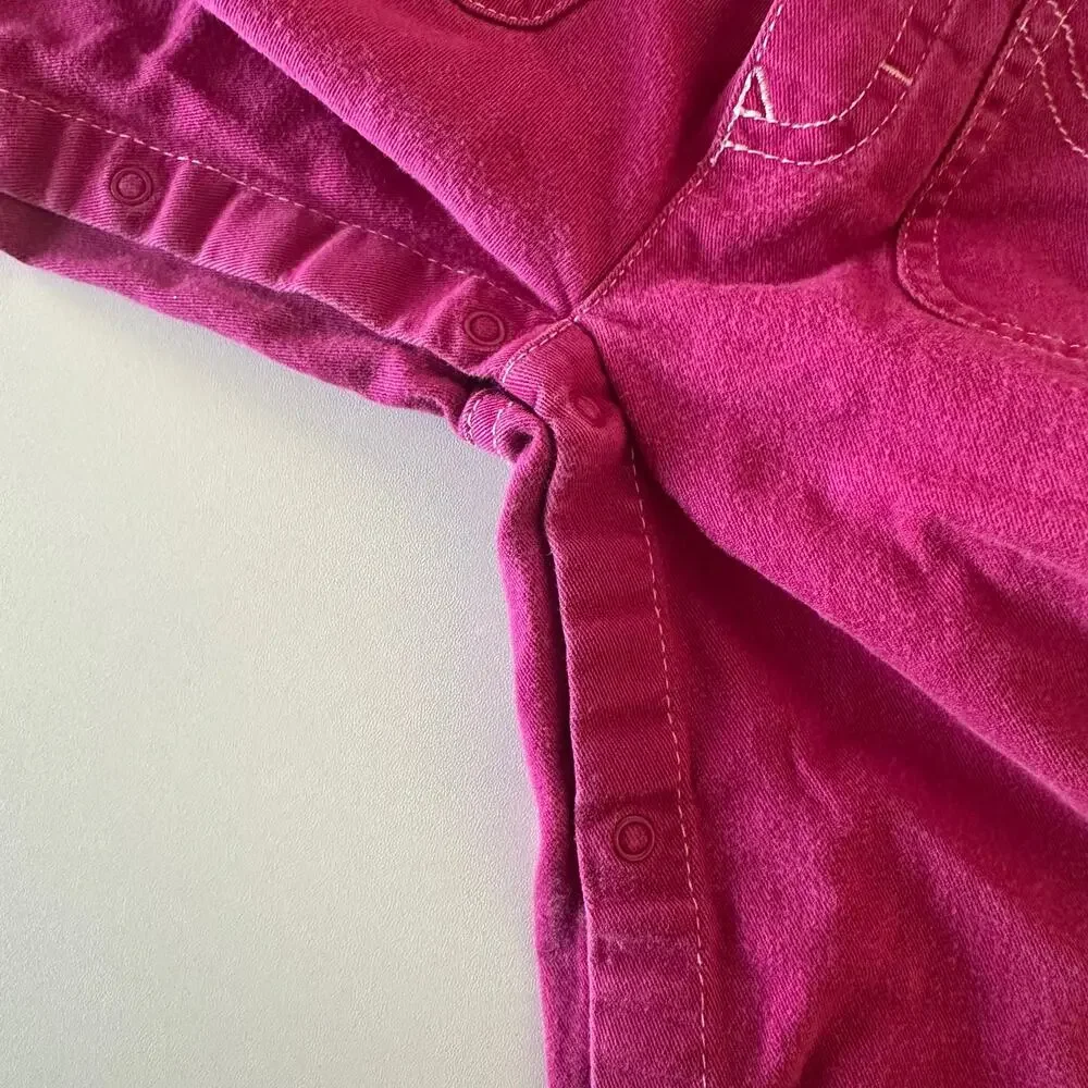 Tommy Hilfiger Vintage Y2K Baby Girl‎ Wide Leg Pink Jeans Size 12-18 Months Snap